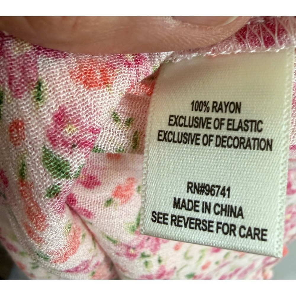 Self Esteem Juniors' Flutter-Sleeve Smocked Ruffle-Hem Romper Pink Floral L - Picture 5 of 8
